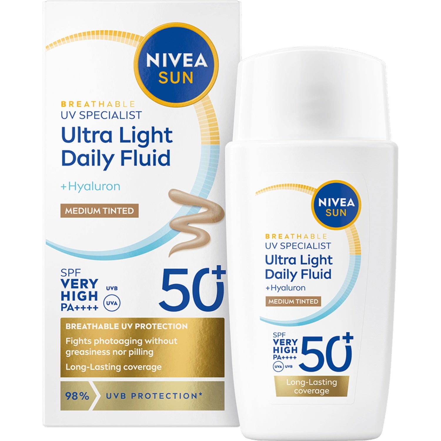 NIVEA SUN UV Face Specialist Ultra Light Daily Fluid, Medium Tinted SPF 50+ 40 ml
