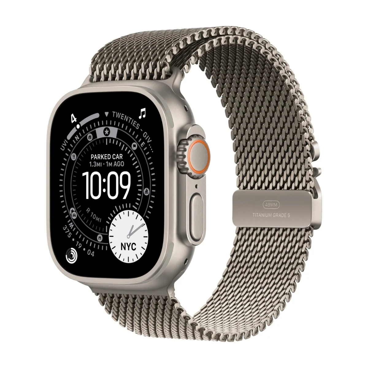 Apple Watch Ultra 3 GPS + Cell 49 mm luonnonvaalea titan, luonnonvaalea titaaninen milanolaisranneke - S