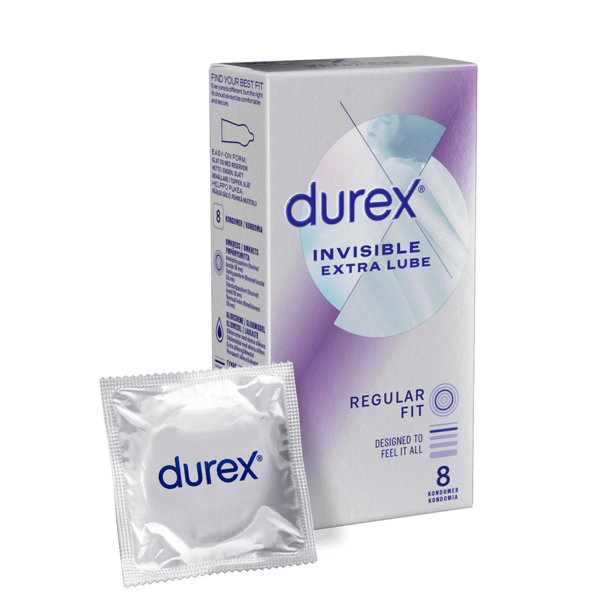 Durex Invisible Extra Lube 8-pakkaus
