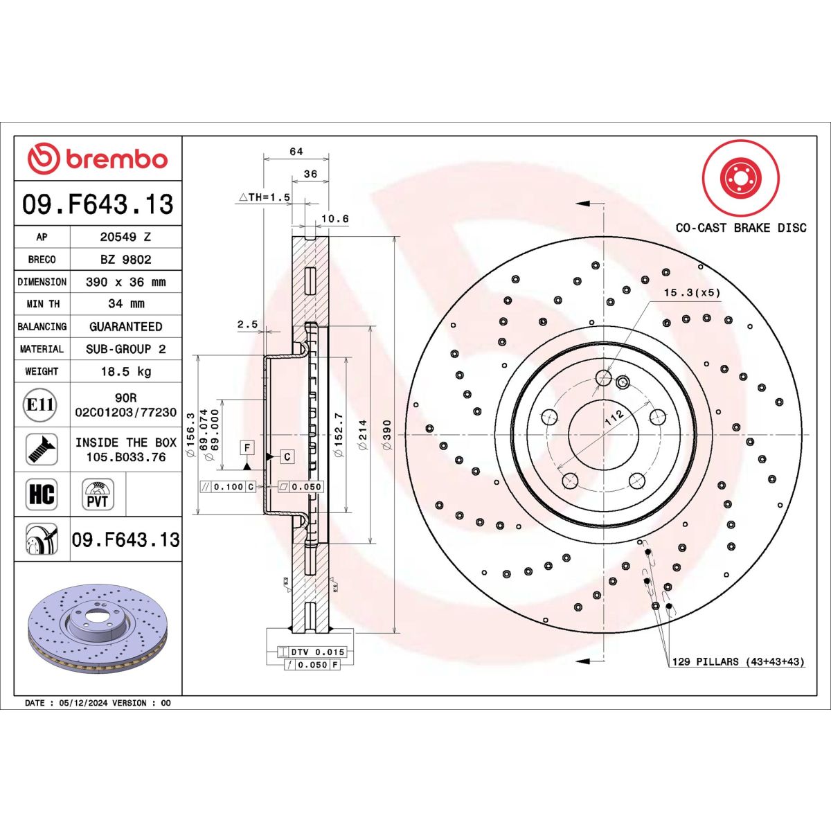 Jarrulevy BREMBO 09.F643.13