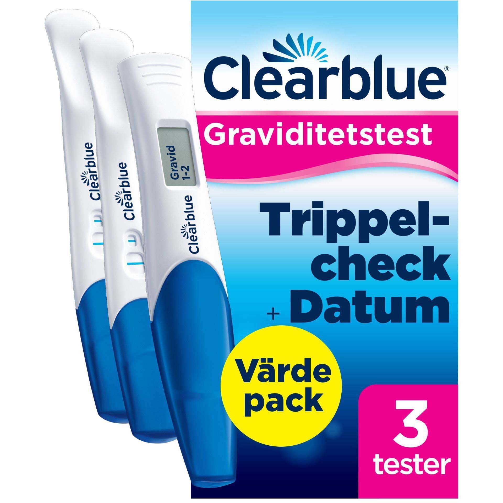 Varhaisen raskauden testipakkaus, jossa on kolmoistarkistus ja ajoitus