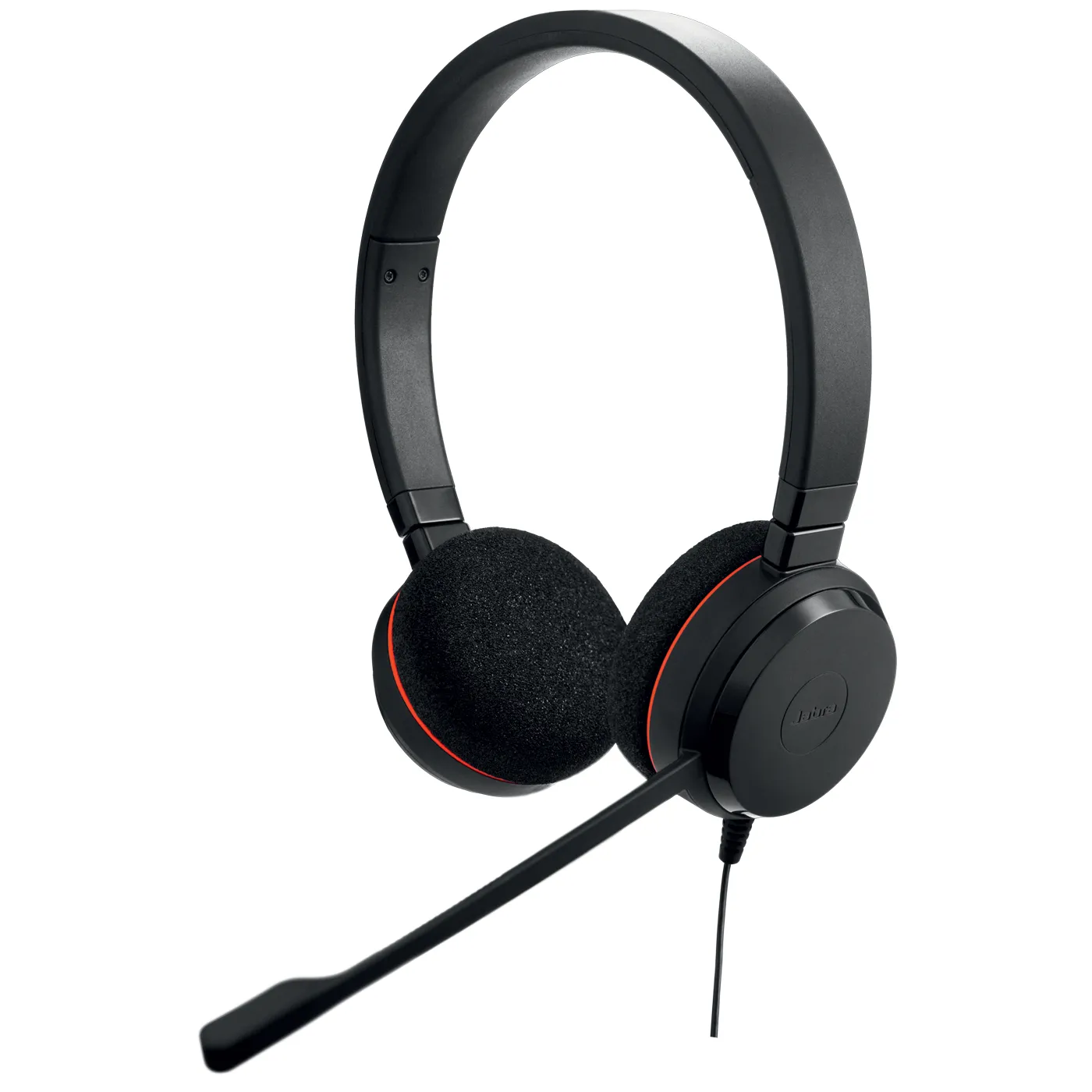 Jabra Evolve 20 Stereo UC -kuulokemikrofoni + USB-A/C-sovittimet, musta