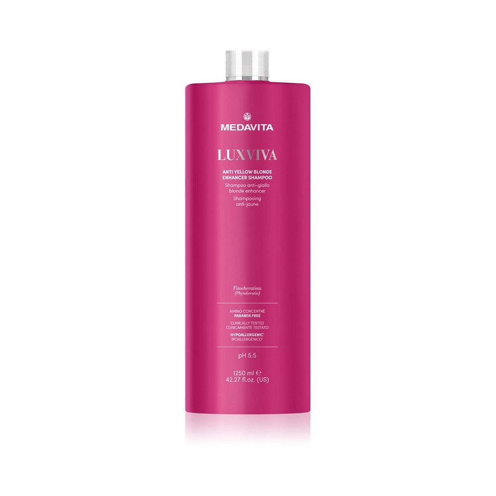 Medavita LUXVIVA Anti-Yellow Dye Protection Shampoo vaaleille hiuksille 1250 ml