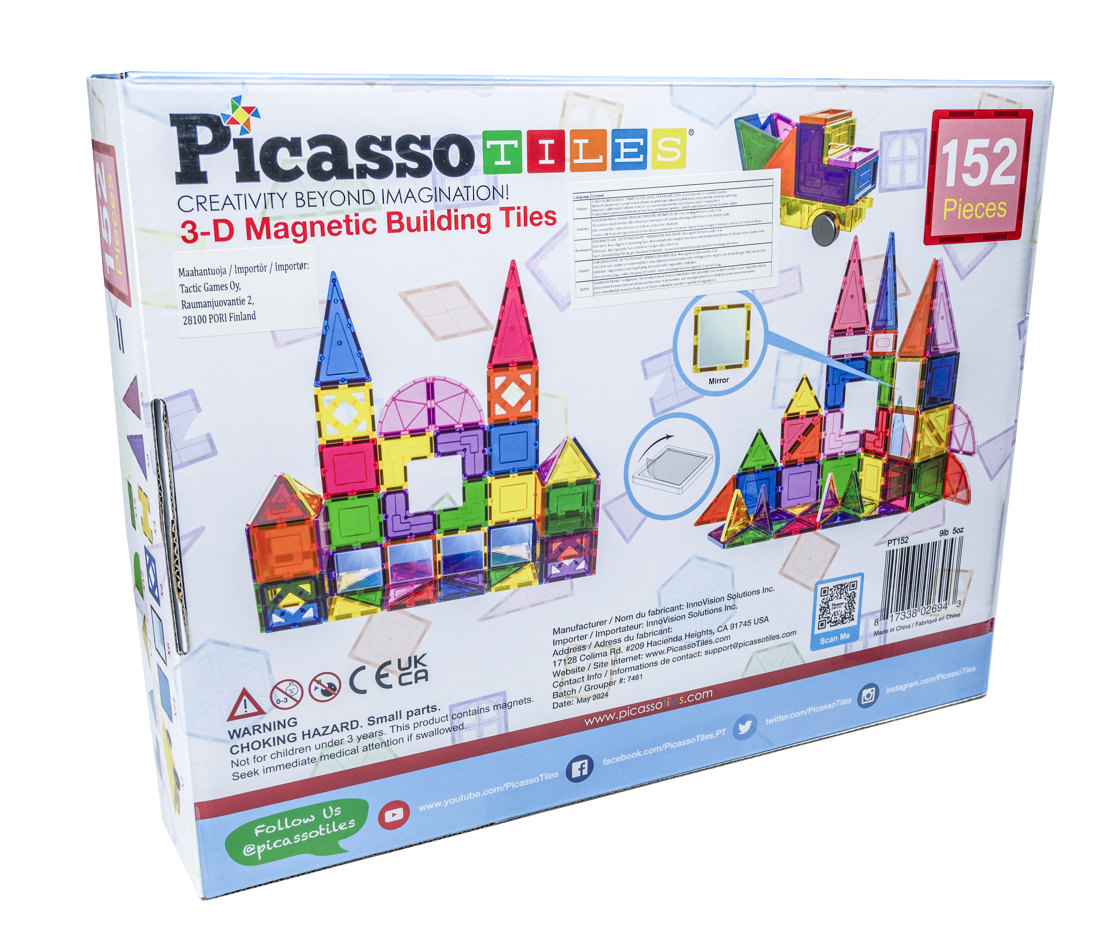 PicassoTiles 152-osainen Magneettiset Laatat setti
