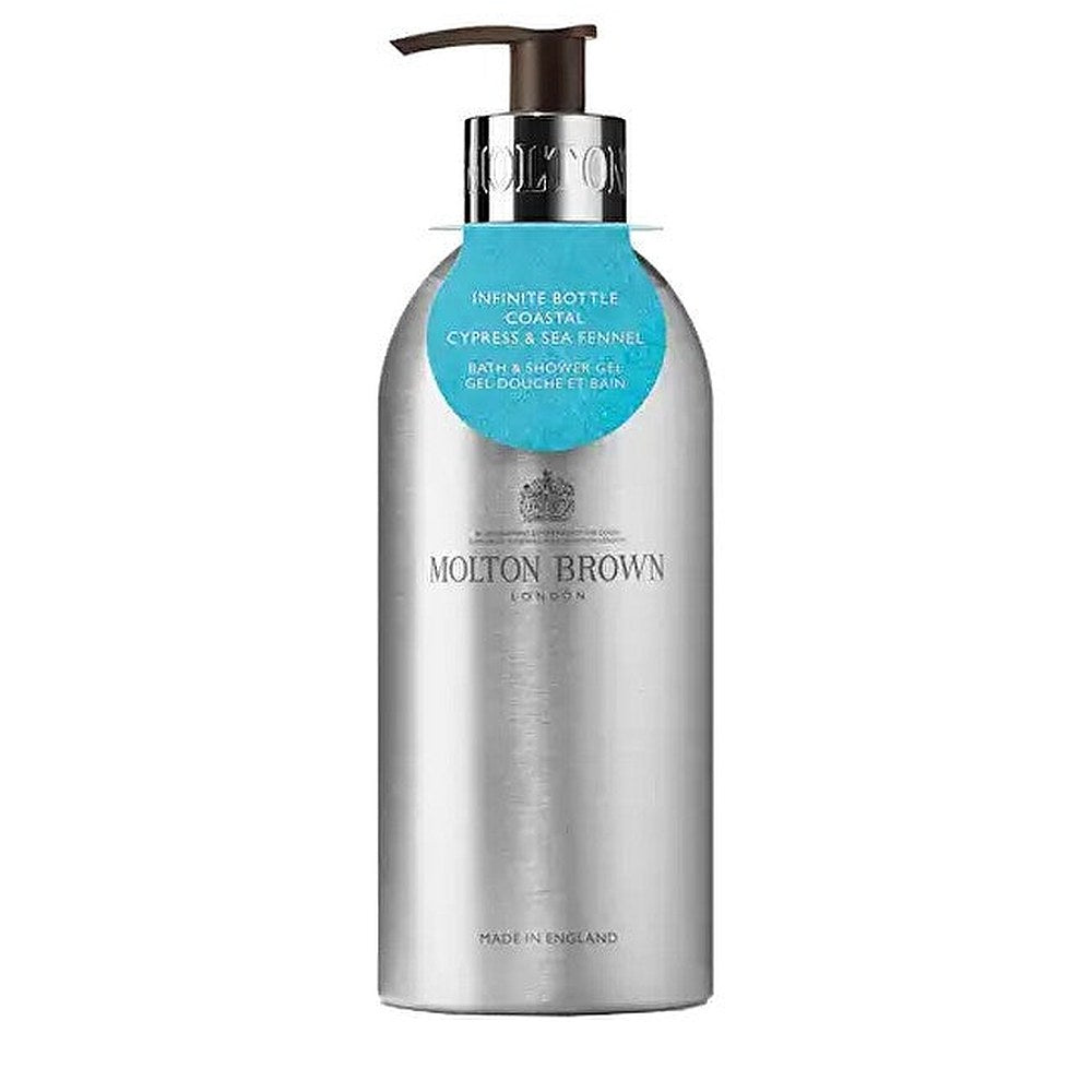 Molton Brown Suihkugeeli Infinite-pullossa Coastal Cypressin ja merifenkolin kanssa 400 ml