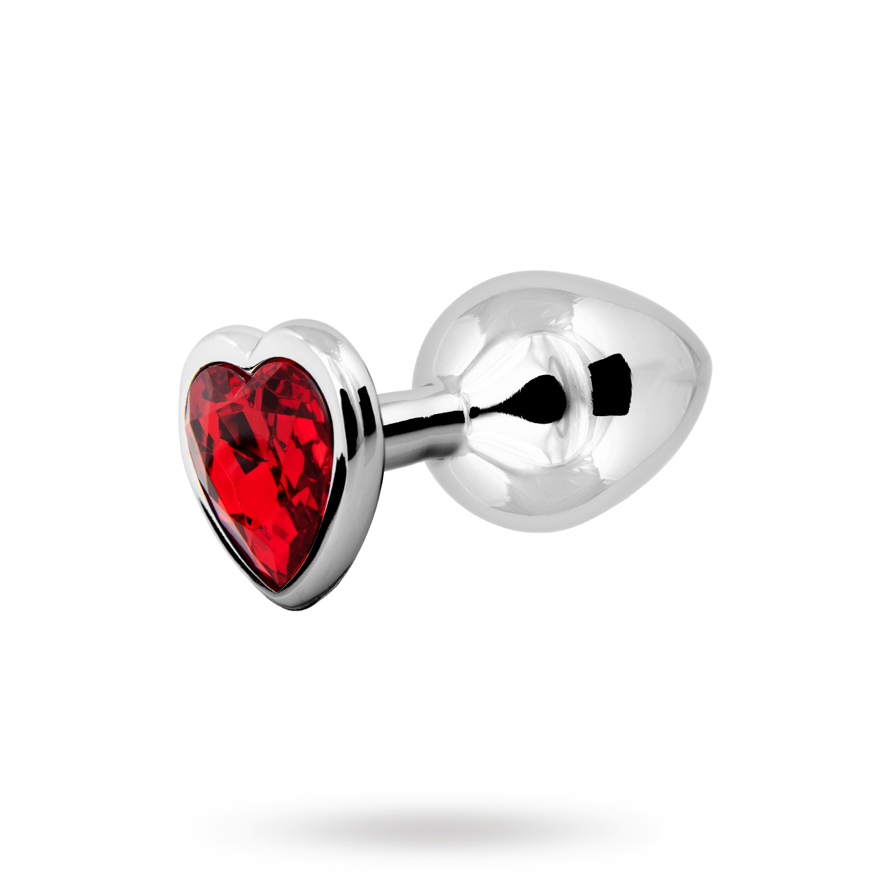 Loving Heart Butt Plug Silver/Red Medium Anaalitappi metallia