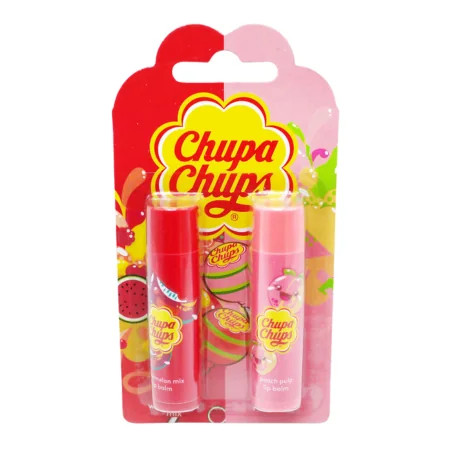 Chupa Chups vesimeloni & persikka huulirasva - 2 kpl