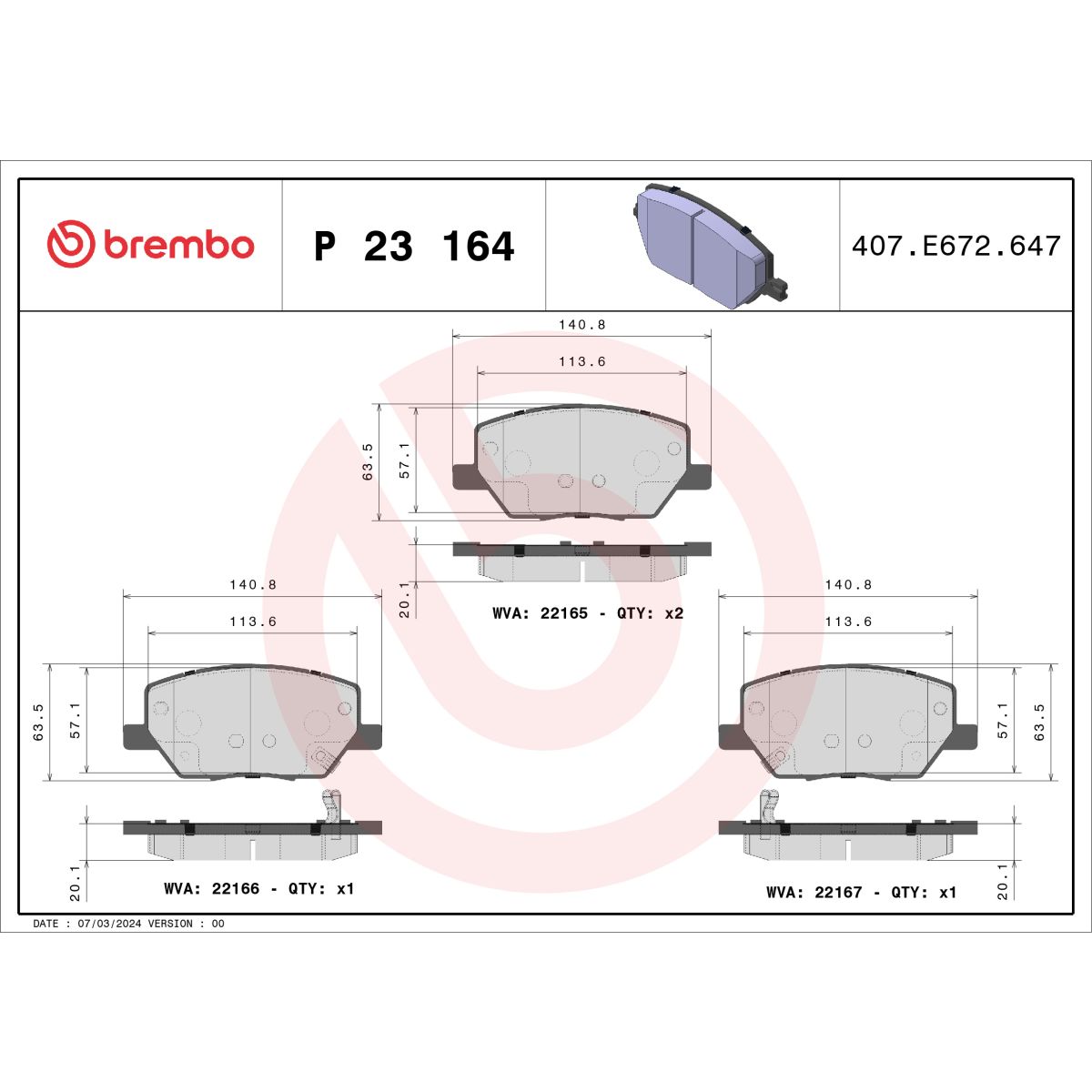 Jarrupalat, levyjarru BREMBO P 23 164