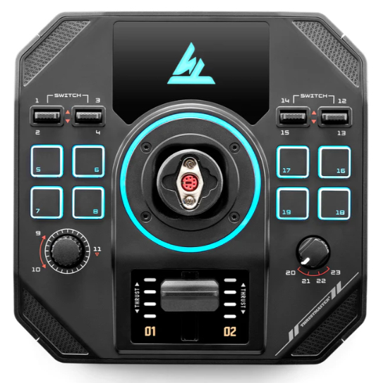 Thrustmaster Sol-R 4 HOTAS, Ohjain + moottorin ohjausvipu, PC, Analoginen/Digitaalinen, Punainen/Vihreä/Sininen, Langallinen, USB