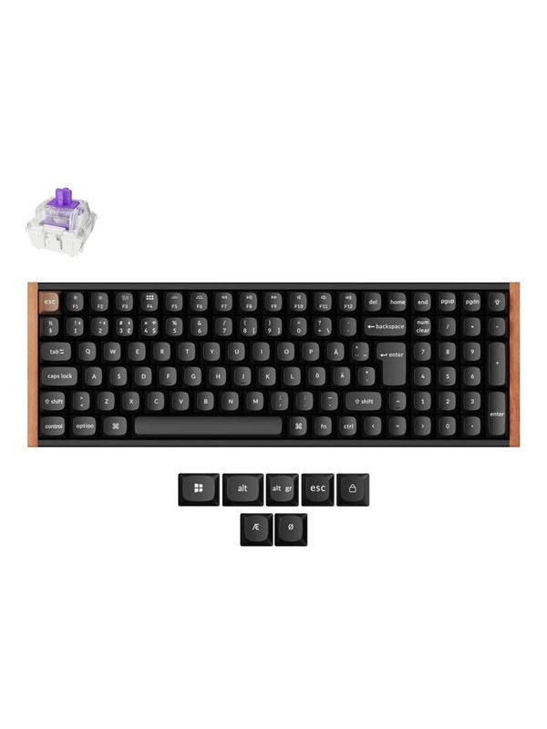 Keychron K4 HE SE (Wood) - Wireless Tri-Mode Hot Swap QMK Gateron 2.0 Purple Magnetic (Hall Effect) - Pelinäppäimistö - Pohjoismainen - Musta