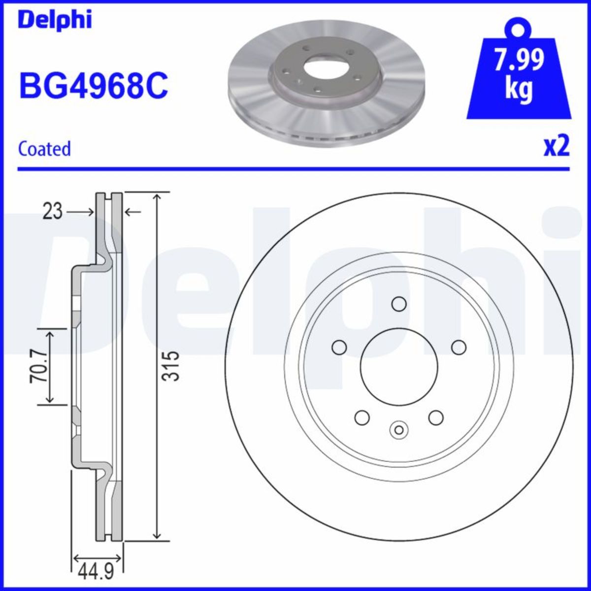 Jarrulevy DELPHI BG4968C
