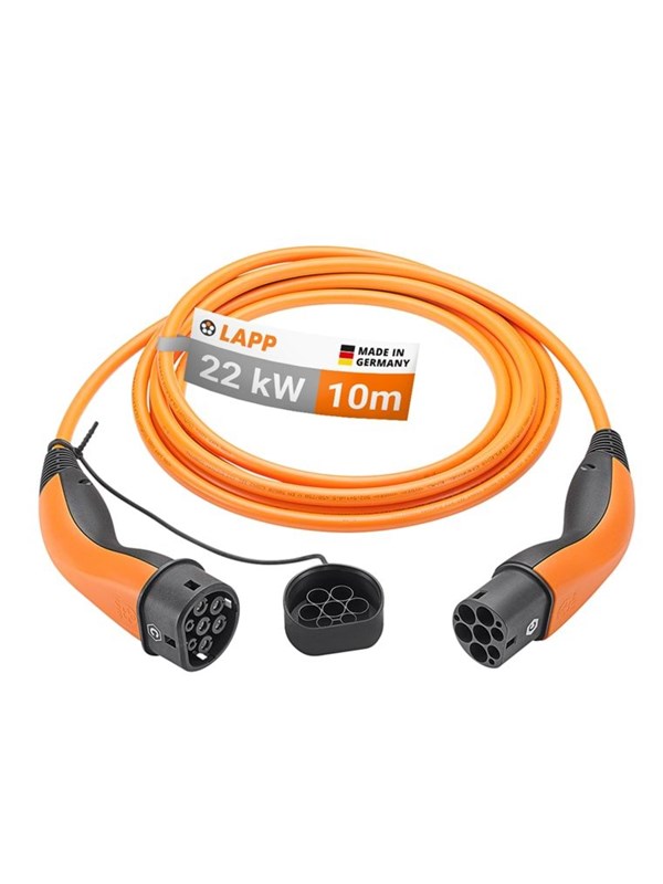 LAPP MOBILITY Laddkabel Typ 2, upp till 22 kW, 10 m, orange (5555931037) 32 A, 3-fas, för laddning av hybrid- och elbilar med Typ 2-anslutning