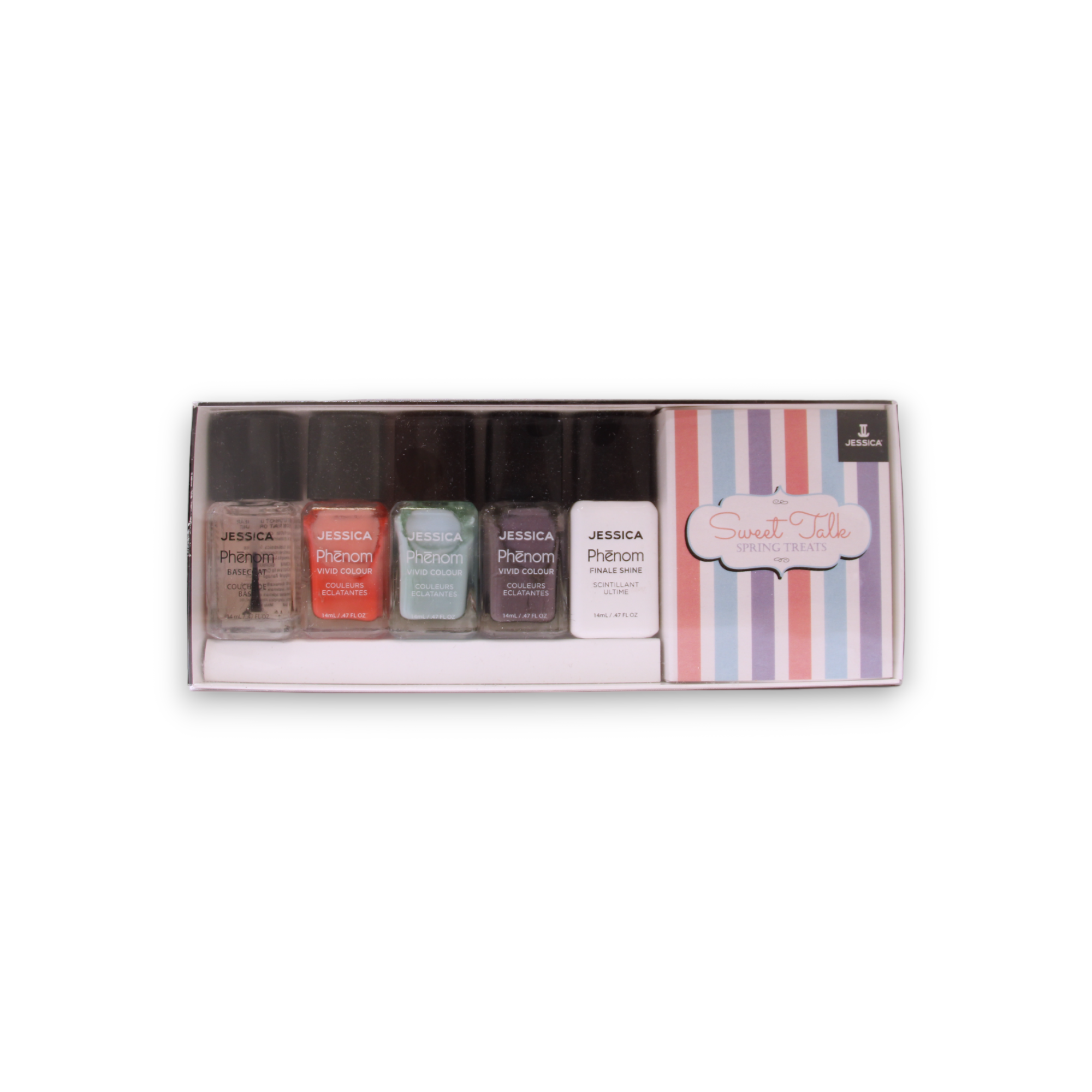 Sweet Talk -setti Jessica: Kynsilakka PHEN-079 U Had Me At Hello 14 ml + kynsilakka PHEN-080 Smooth Talker 14 ml + pintalakka PHEN-000 Finale Shine 15
