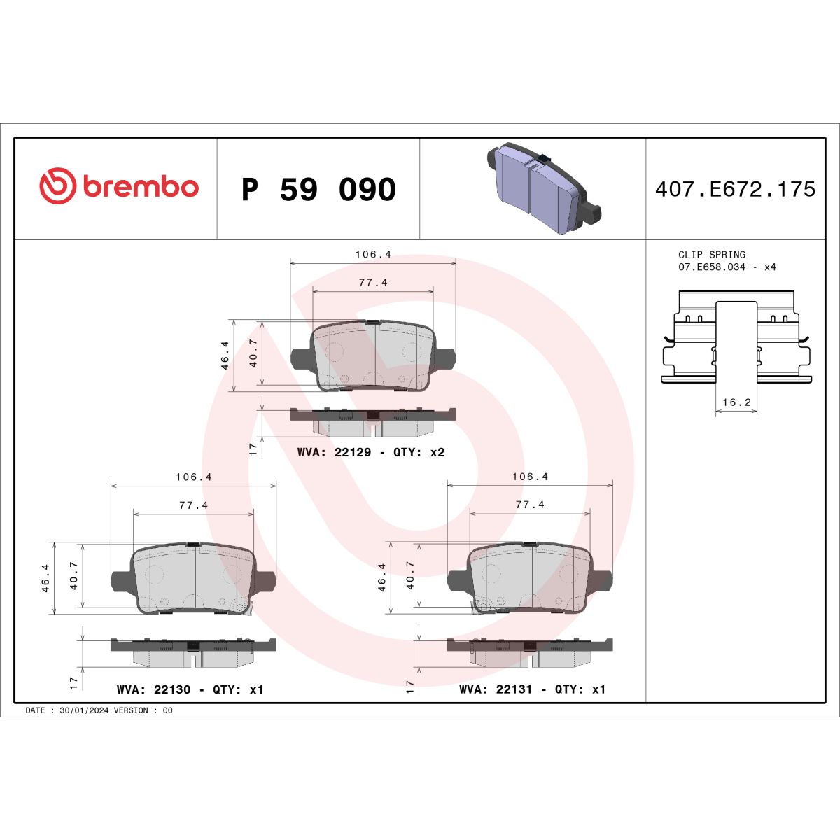 Jarrupalat, levyjarru BREMBO P 59 090