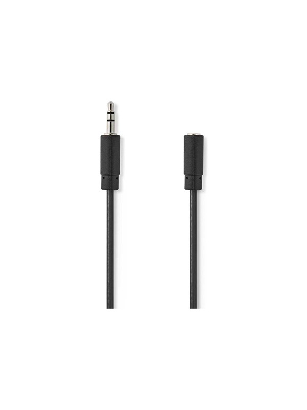 Nedis Stereoäänikaapeli | 3.5 mm uros | 3.5 mm naaras | Niklattu | 5.00 m | Pyöreä | Musta | Label