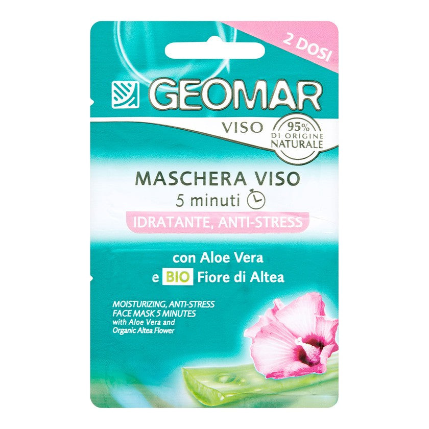 Geomar Kasvonaamio 5 Min Antistress Kosteuttava Luomu Malvan Kukalla Ja Aloe Veralla 2 x 15 ml annosta