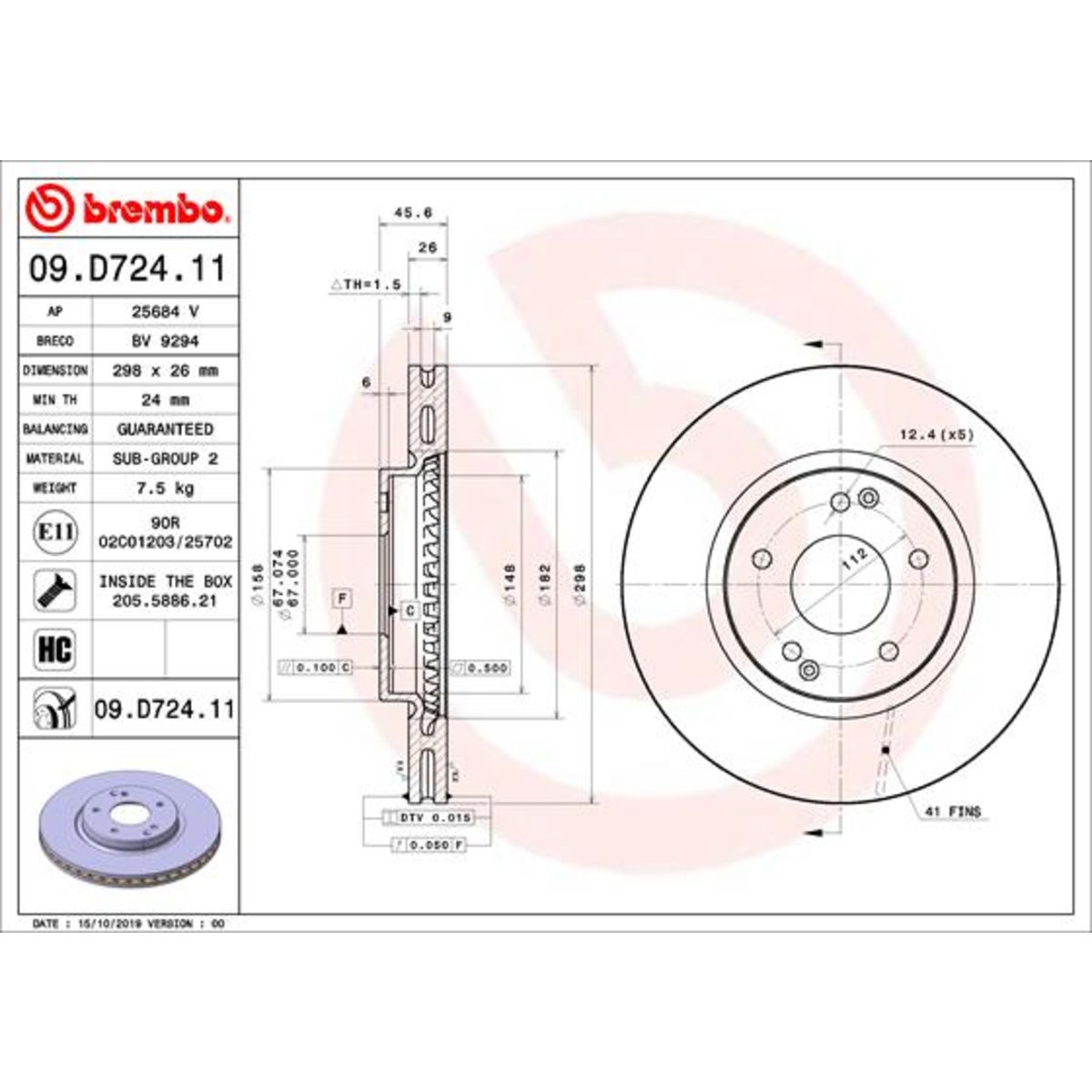 Jarrulevy BREMBO 09.D724.11