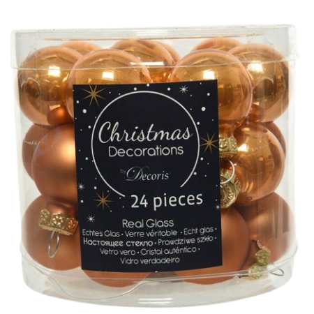 Decoris Mini joulupallot Lasi ruskea - 24 kpl