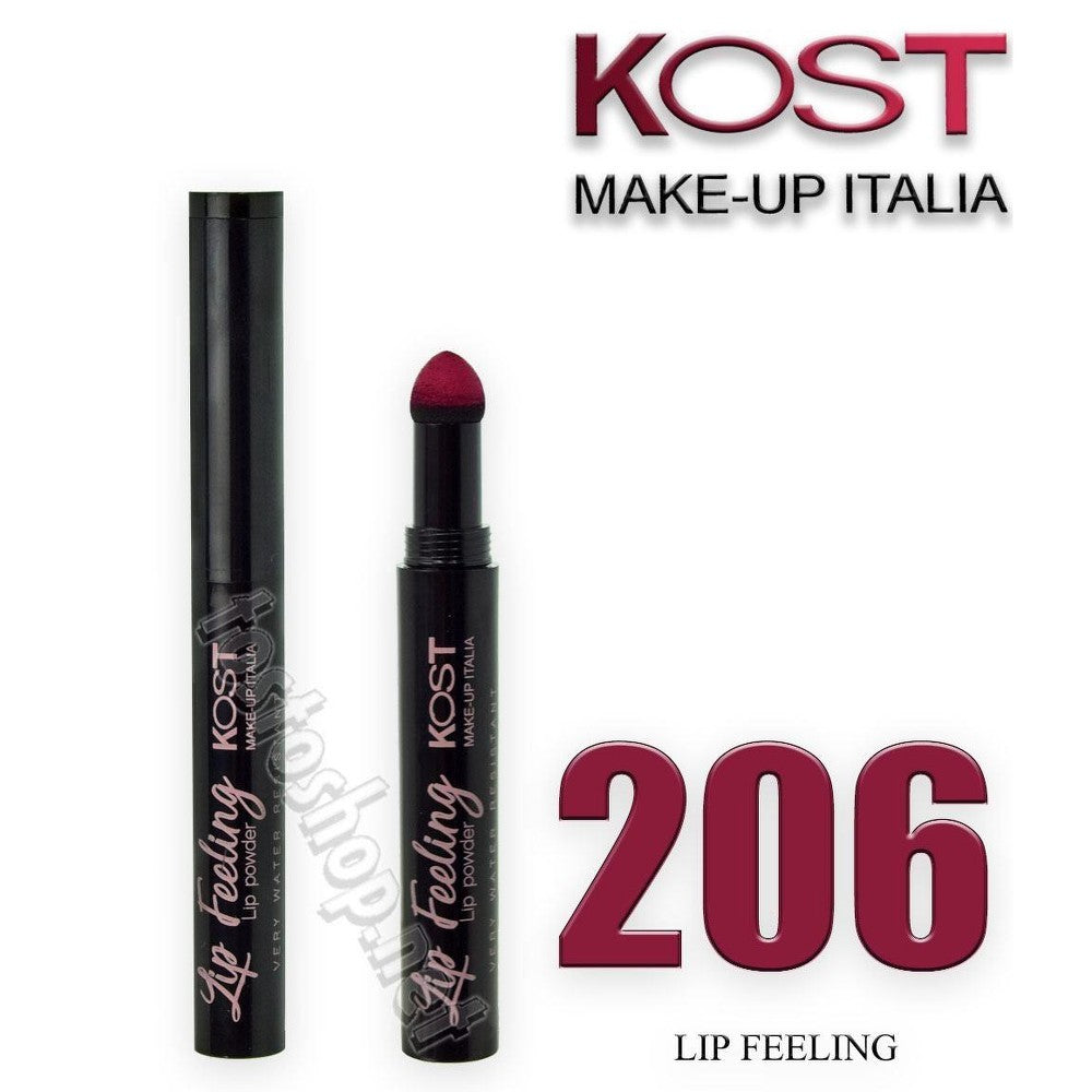 Vesipohjainen huulipunan puuteri Water Resistant Lip Feeling Kost 206