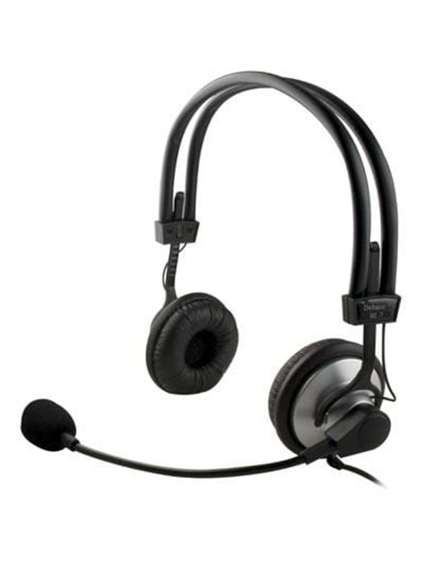 Deltaco Avoin headset, mikrofoni & äänensäätö, 2,2m, musta