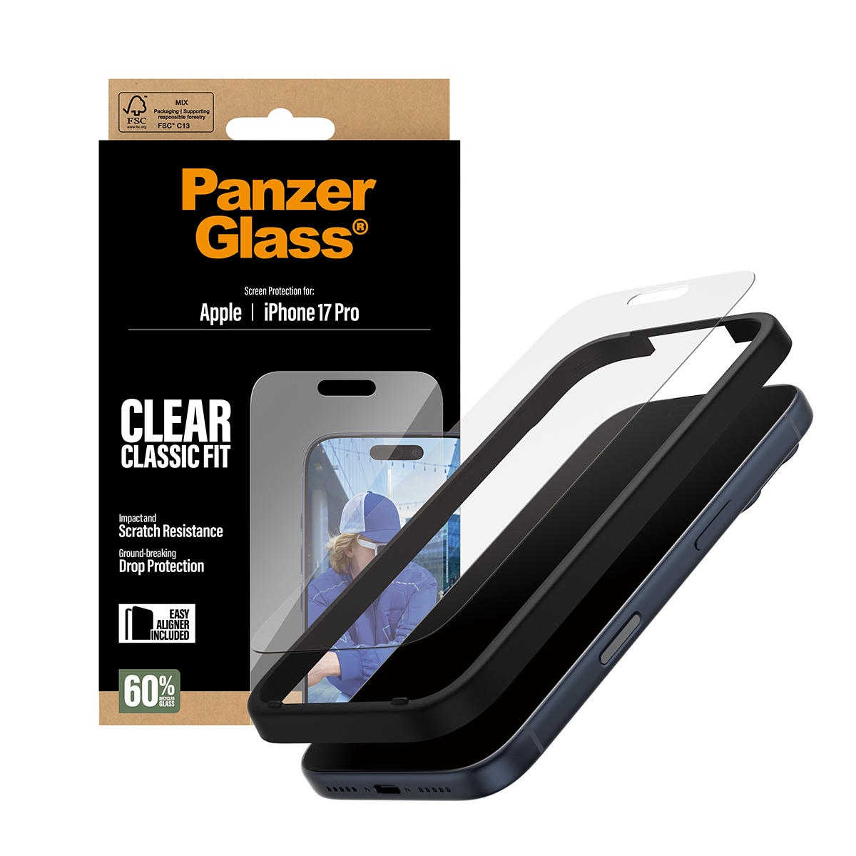 PanzerGlass Näytönsuojakalvo iPhone 17 Pro/Classic, EasyAligner-asennus