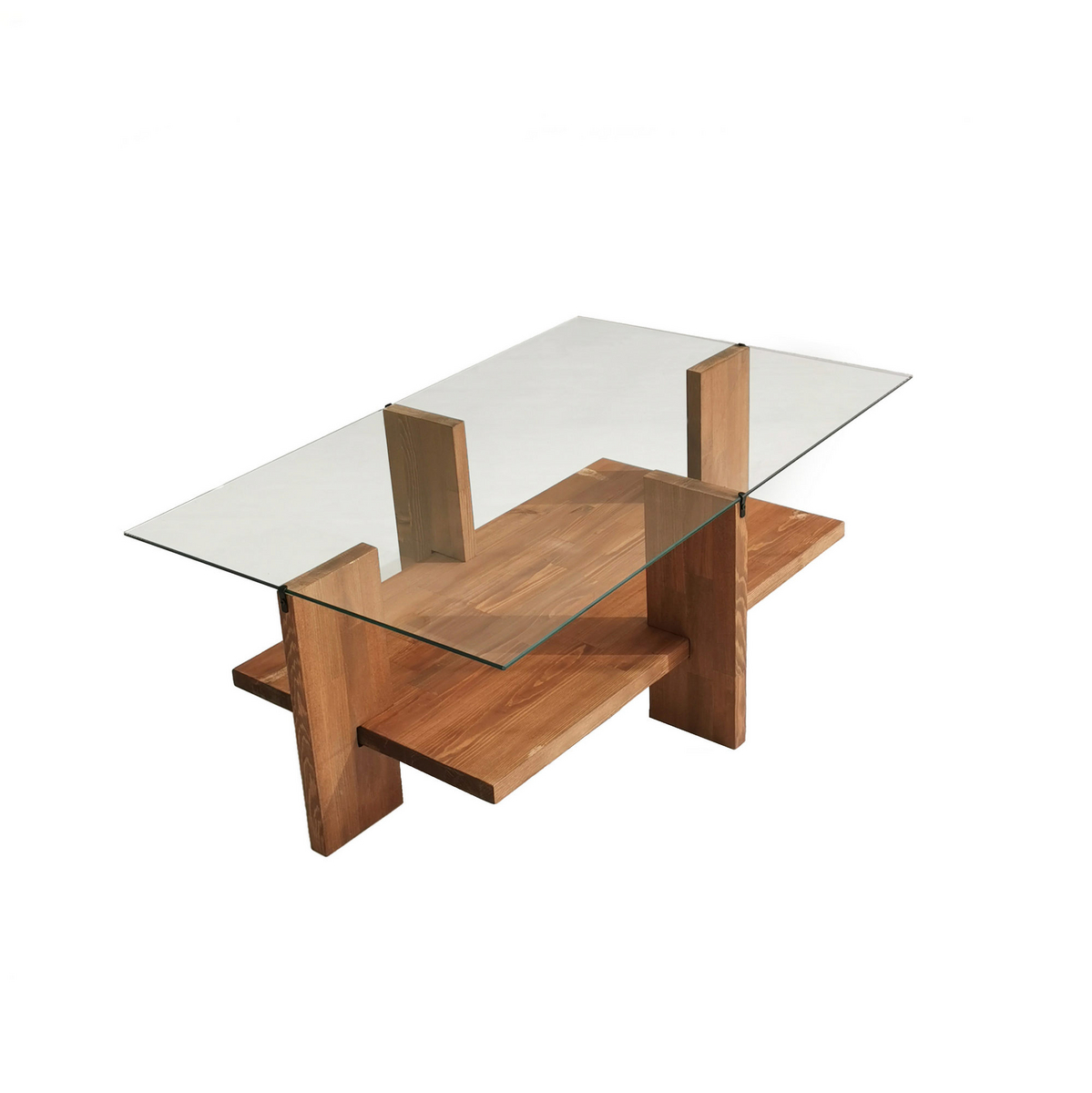 Norda Design moderni sohvapöytä, 105 cm x 60 cm x 40 cm, 100 % karkaistu lasi ja täyspuinen runko, elegantti muotoilu