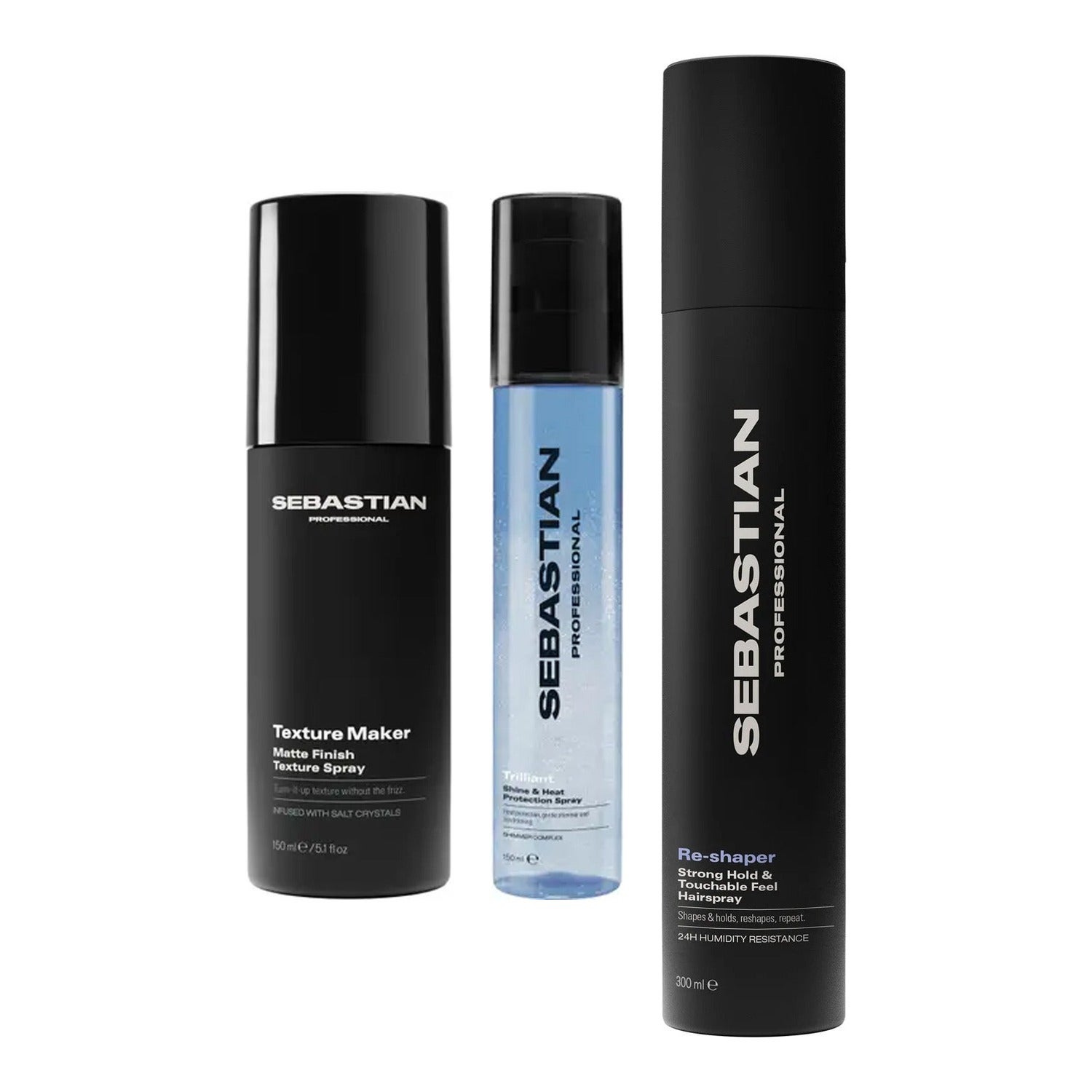 Sebastian Professional Styling Favourites - Texturspray, värmeskydd och hårspray 150 ml + 150 ml + 400 ml - 700 ml