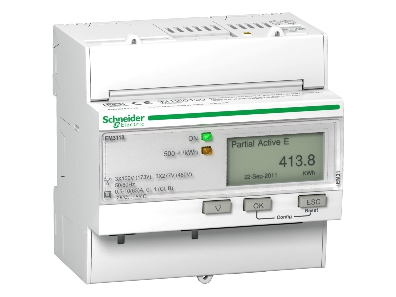 Acti9 KWH-mittari 3P+N 400 V 63 A pulssi MID