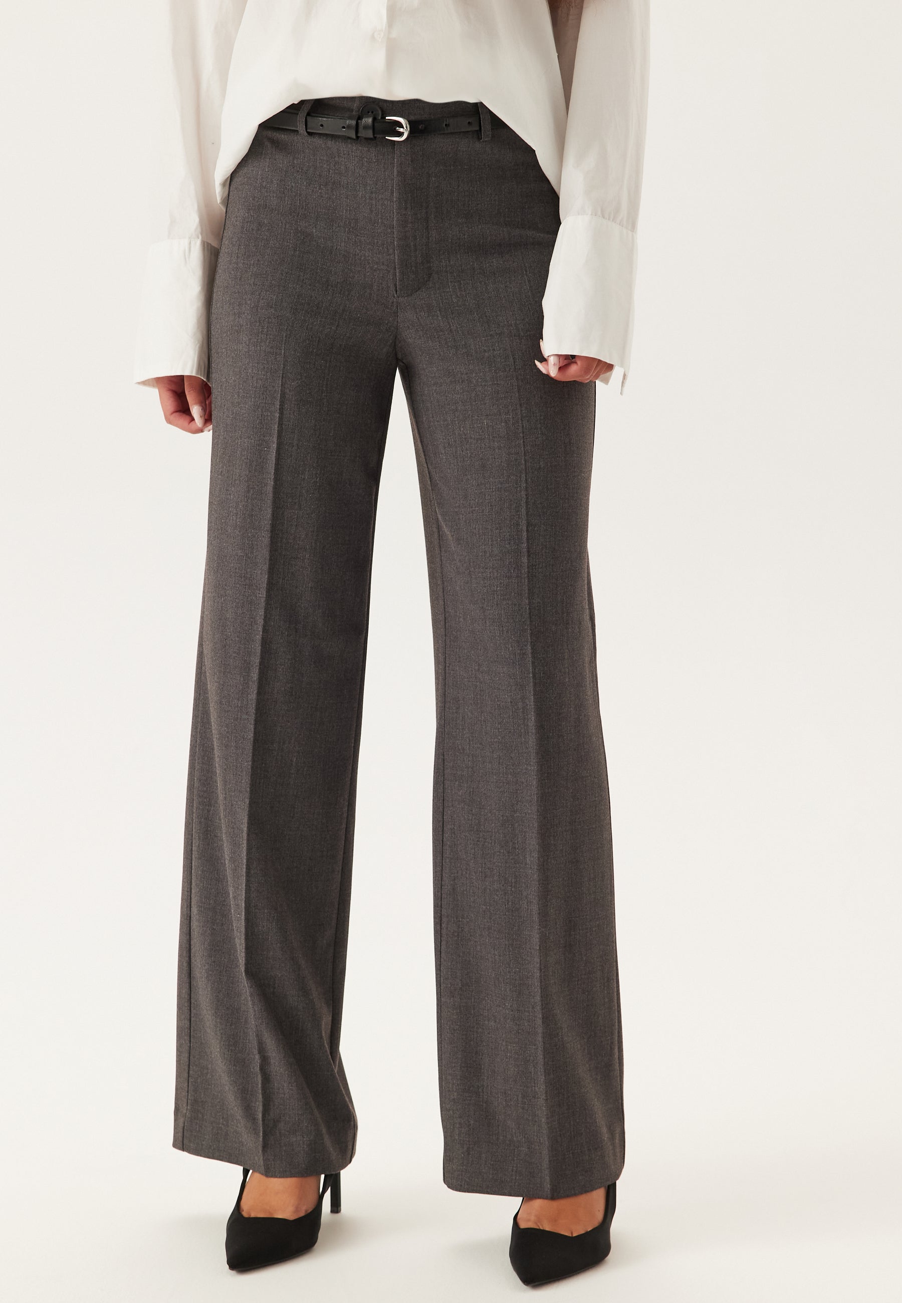 VERO MODA Suorat housut 'VMTEXAS'  tummanharmaa