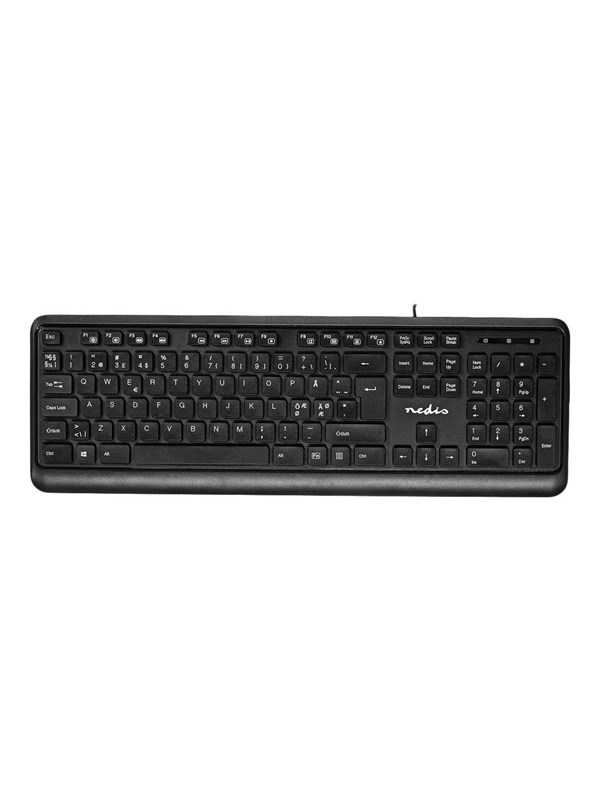 Nedis - keyboard - QWERTY - Nordic - black - Näppäimistö - Pohjoismainen - Musta