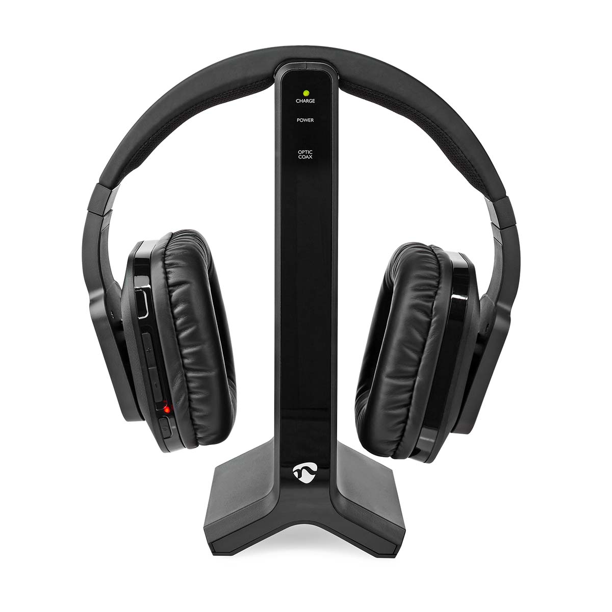 Nedis Langattomat TV-kuulokkeet | RF, frequency 2.4 GHz | Over-Ear-kuulokkeet | Akun 1 käyttöaika vakiokäyttö: 480 min | 25 m | Digitaalinen Audio | Musta