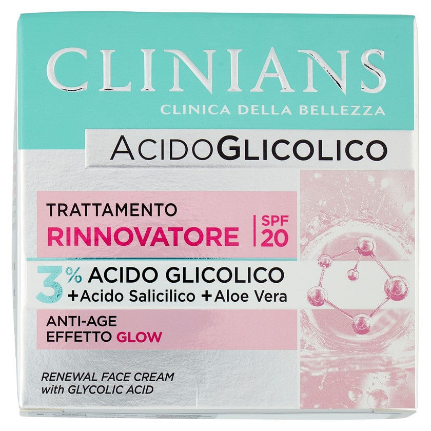 Clinians Acidoglicolico Trattamento Rinnovatore Spf 20 - Ikääntymistä ehkäisevä kasvovoide 50 ml