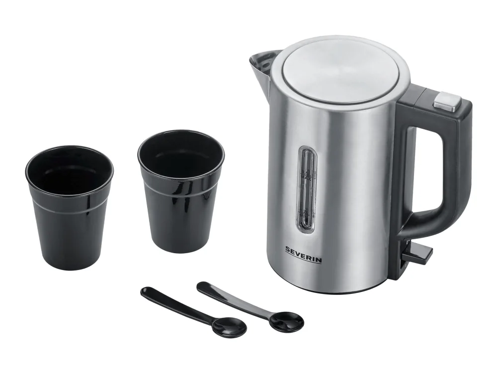 SEVERIN Vedenkeitin Mini travel - WK 3647 - Harjattu ruostumaton teräs / musta - 1100 W