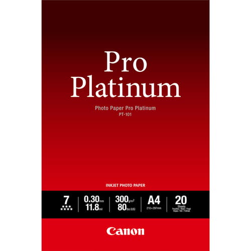 Canon Valokuvapaperi Pro Platinum A4 20 arkkia, 300g (PT-101) 2768B016 Vastaa: N/A
