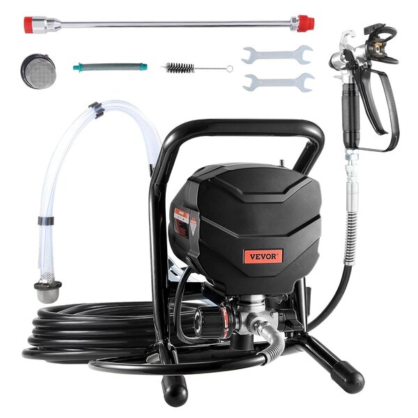 VEVOR Stand Airless Paint Sprayer, 650W High Efficiency Airless Sprayer, 3000PSI Electric Paint Sprayer Machine Extension Rod and Cleaning Kits for Interior and Exterior Furniture/Fence/Home/House