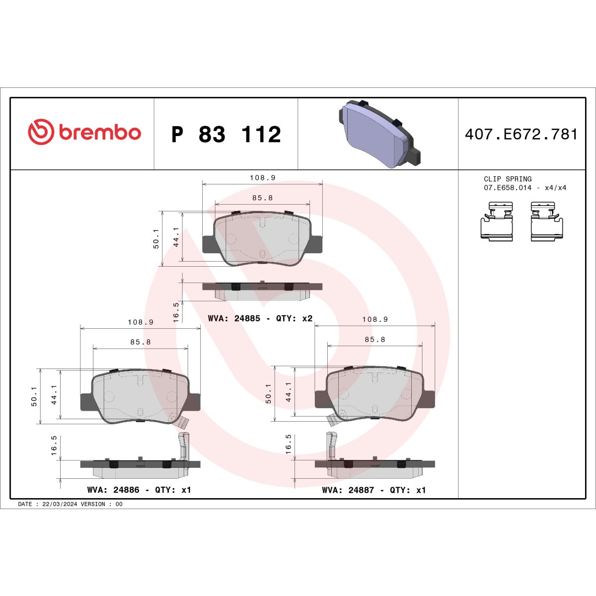 Jarrupalat, levyjarru BREMBO P 83 112