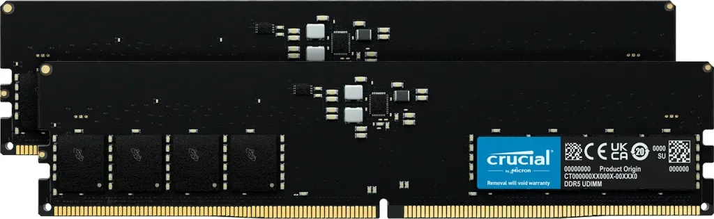 Crucial 32GB paketti DDR5-5600 (2x16GB) UDIMM CL46 (16Gbit)