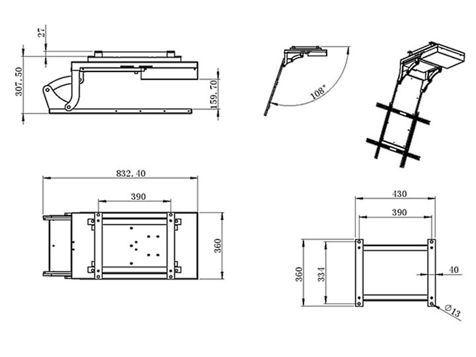 Multibrackets M Motorized Ceiling Mount Pro HD - Max 50 kg - recommended for 70"