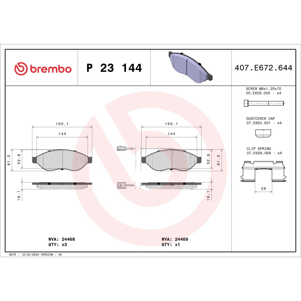 Jarrupalat, levyjarru BREMBO P 23 144