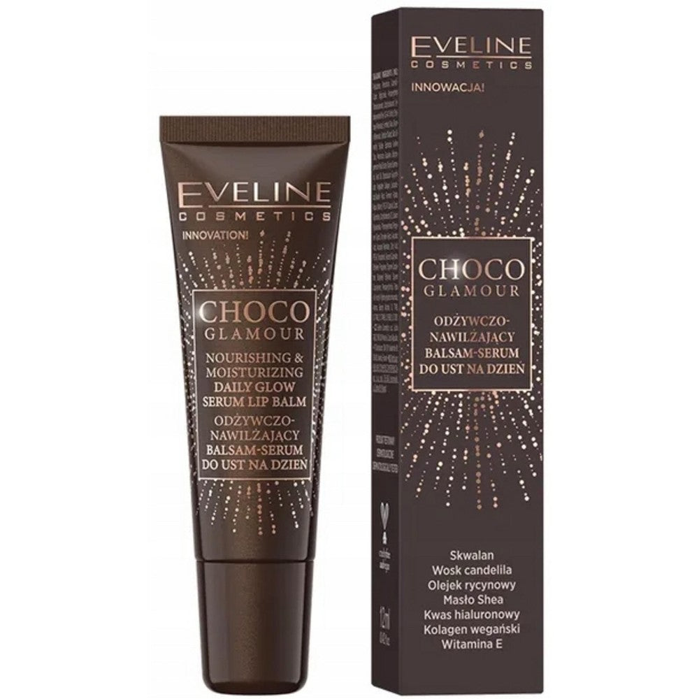 Eveline Cosmetics Choco Glamour Ravitseva ja kosteuttava huulivoide 12 ml