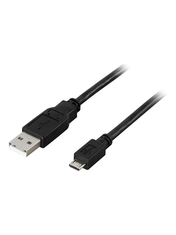 DELTACO USB 2.0 kaapeli, A u - Micro B u, 5-pin, 0,25m, musta