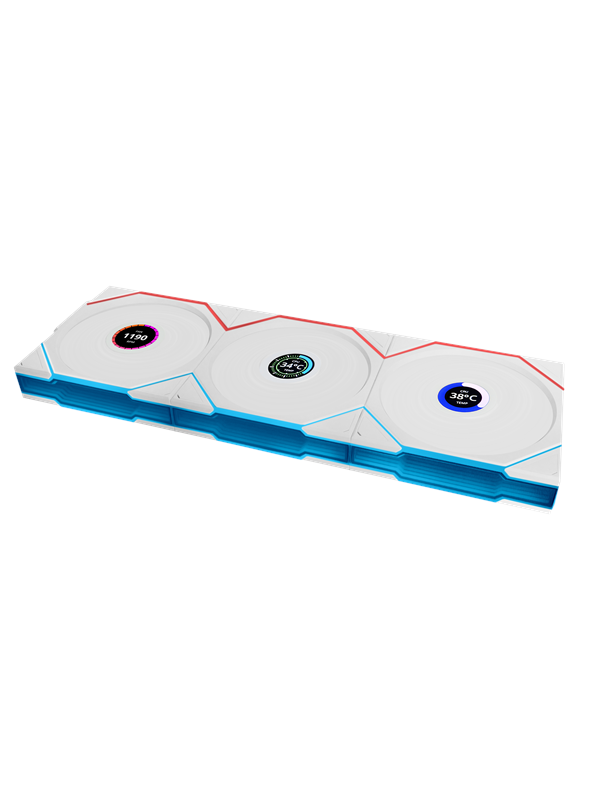 Lian Li UNI FAN TL Wireless LCD, 120 mm, PWM, nestelaakeri, ARGB -tuuletinsarja, 3 kpl, valkoinen