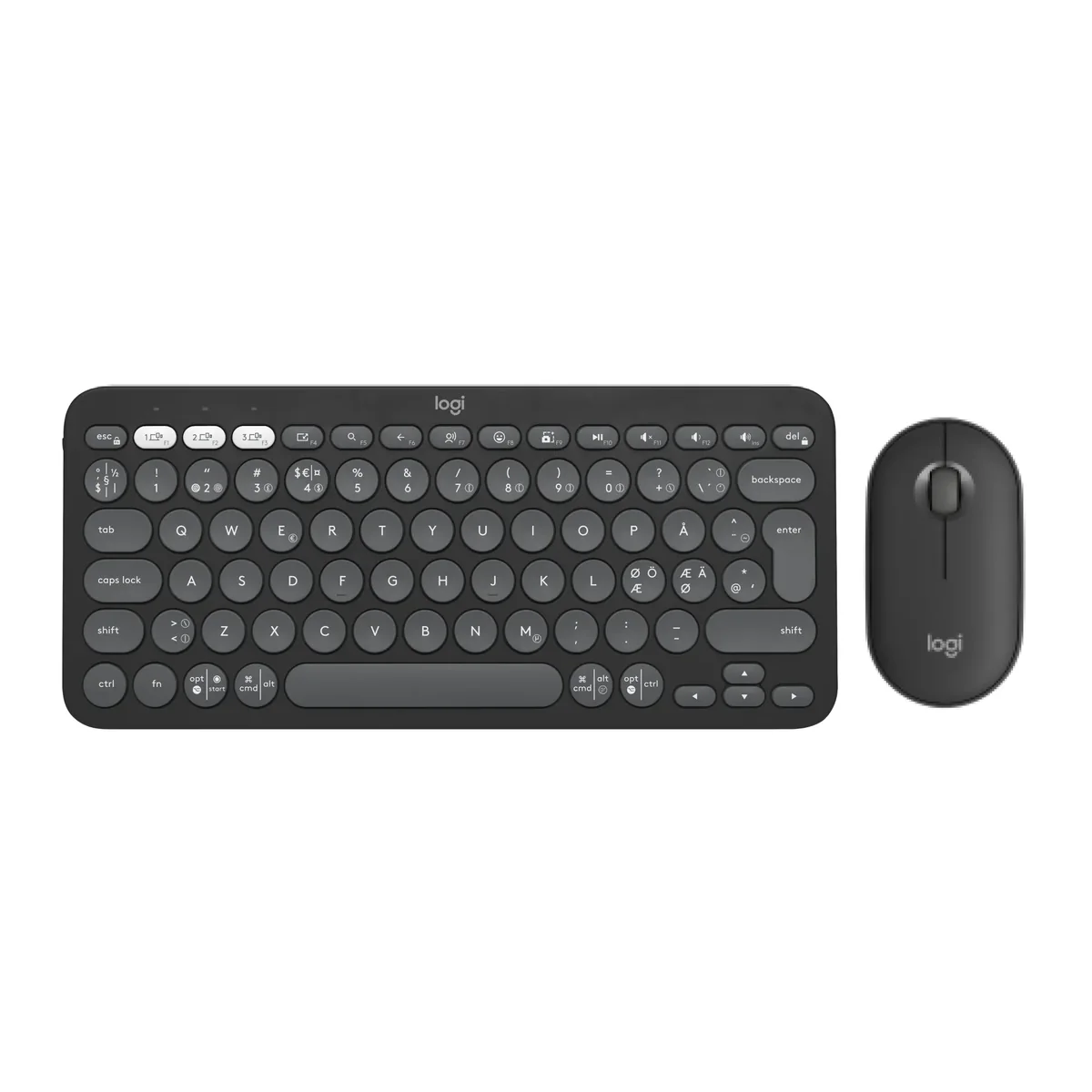 Logitech® | Pebble 2 Combo - Näppäimistö ja hiiri - langaton - Bluetooth LE - Pohjoismainen asettelu - Tonal-Graphite