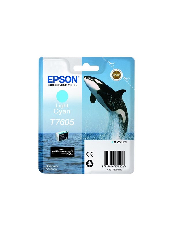 Epson T7605-mustekasetti, 25,9 ml, vaaleansyaani