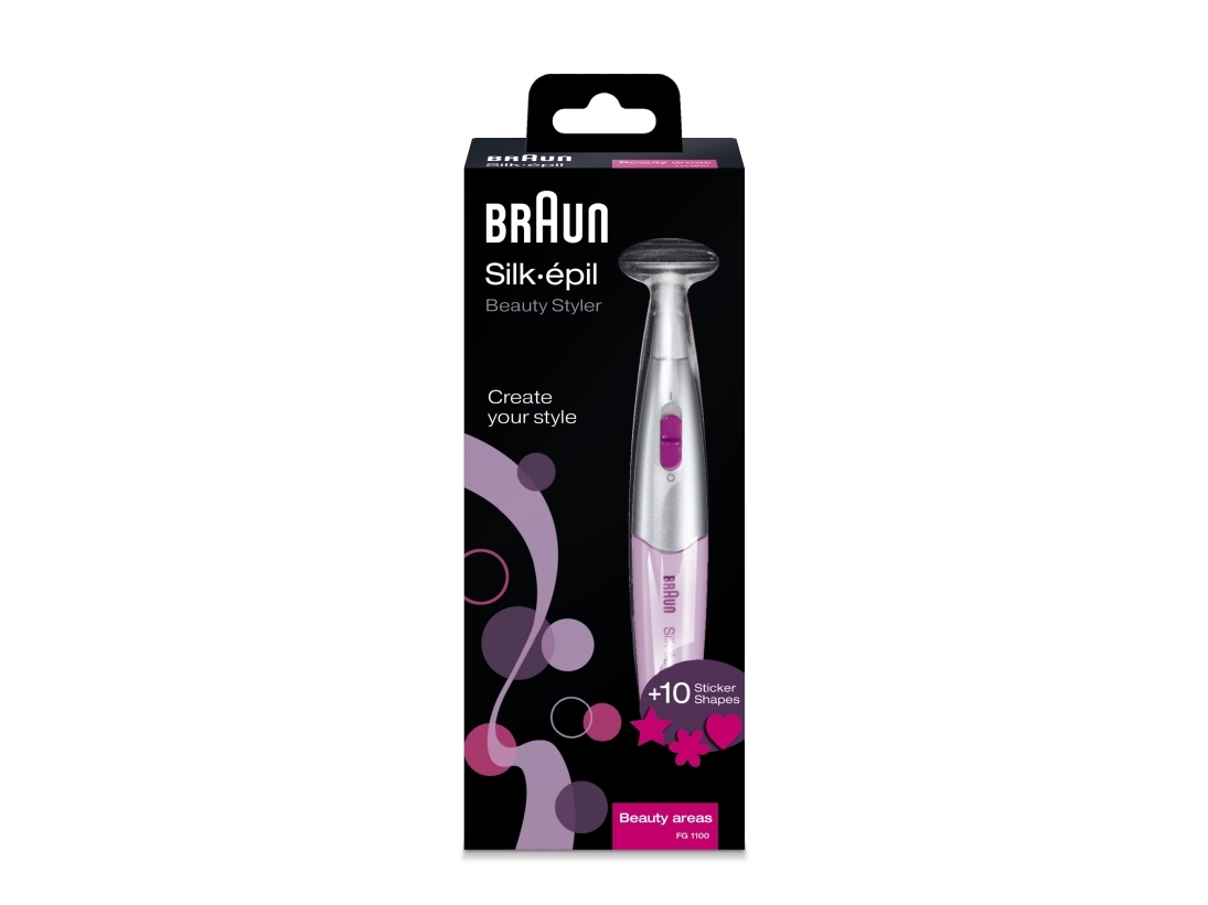 Braun Silk-épil FG 1100 -bikinitrimmeri, hopea, valkoinen