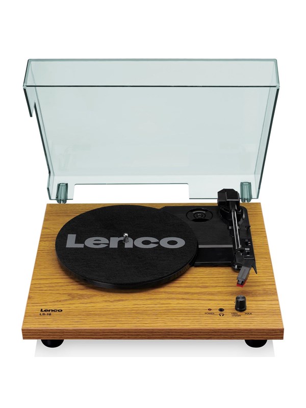 Levysoitin kaiuttimilla – puinen, 33/45 RPM, RCA-lähtö