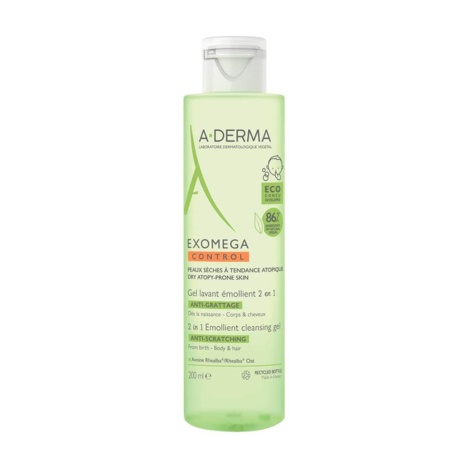 Aderma Gel Detergente Per Pelle Secca A Tendenza Atopica 2 In 1 Exomega Control 200 ml — Gel detergente