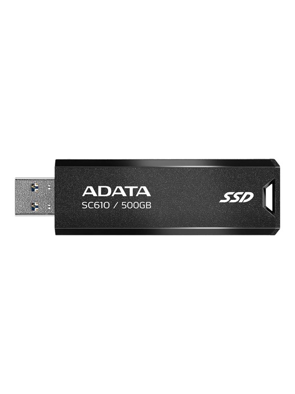 A-DATA SC610 500 Gt USB 3.2 Gen 2 (USB-A) -ulkoinen SSD, kannettava, pelikäyttöön, musta
