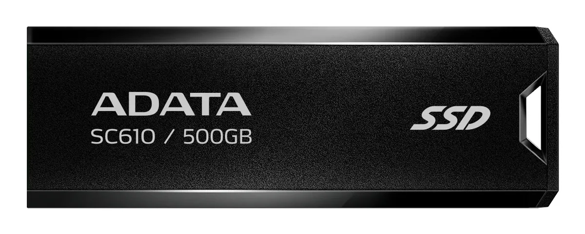 A-DATA SC610 500 Gt USB 3.2 Gen 2 (USB-A) -ulkoinen SSD, kannettava, pelikäyttöön, musta