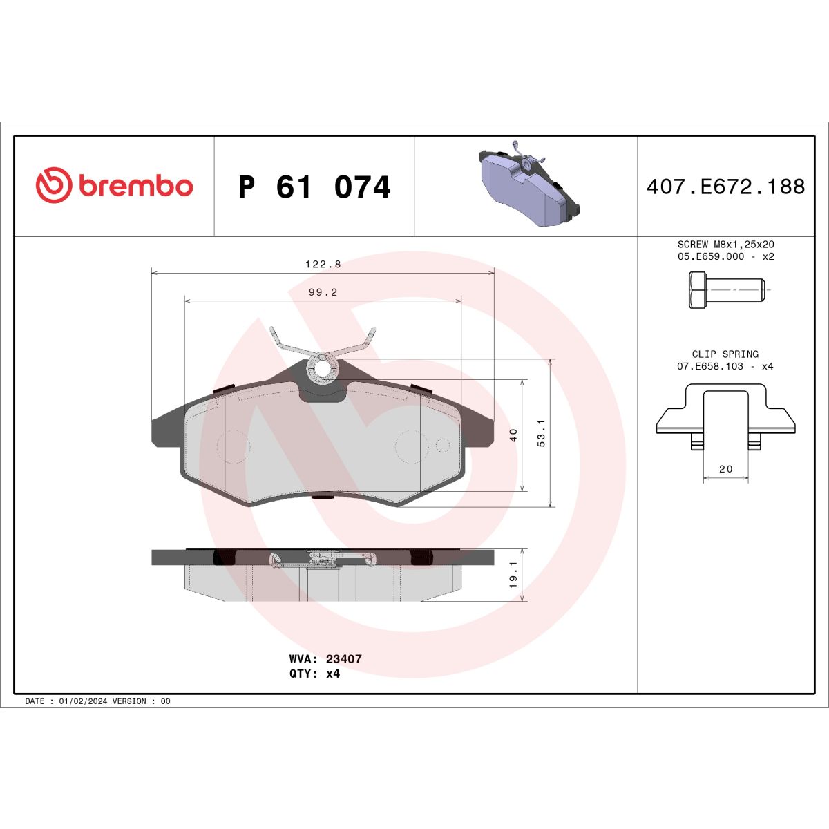Jarrupalat, levyjarru BREMBO P 61 074